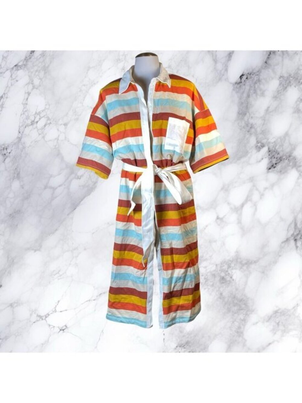 L'Academie La Playa Midi Dress in Mixed Stripe